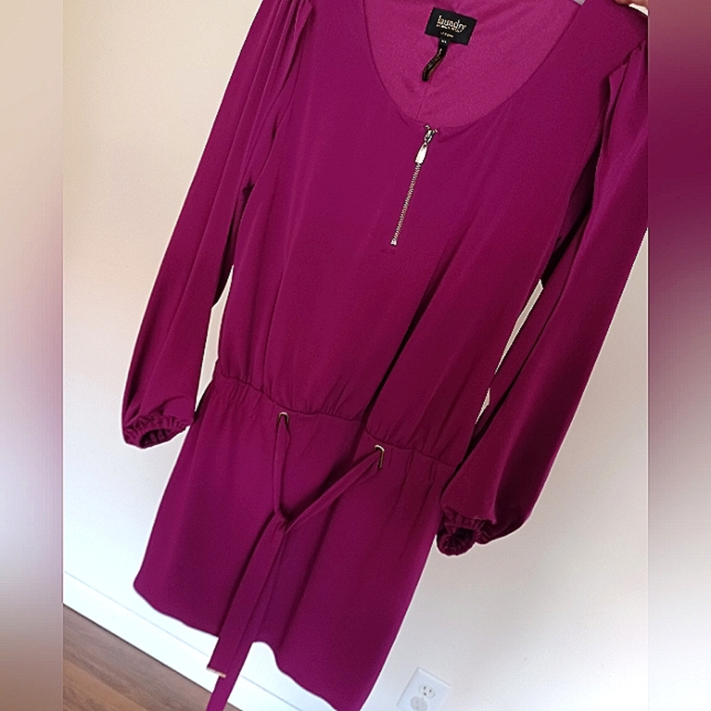 Laundry by shelli segal, midi dress, size xs, split sleeve, and waist tie